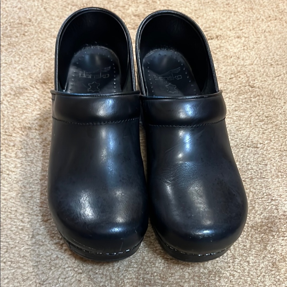 Black Leather Clogs